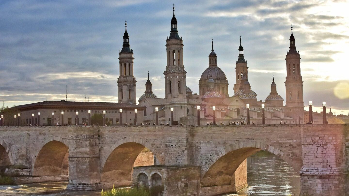 ancient bridge Zaragoza Spain