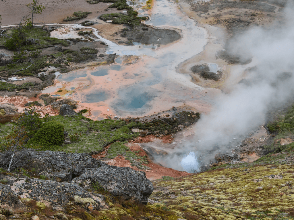 Colorful pools in Yellowstone, nicknamed 'artist paint pots'