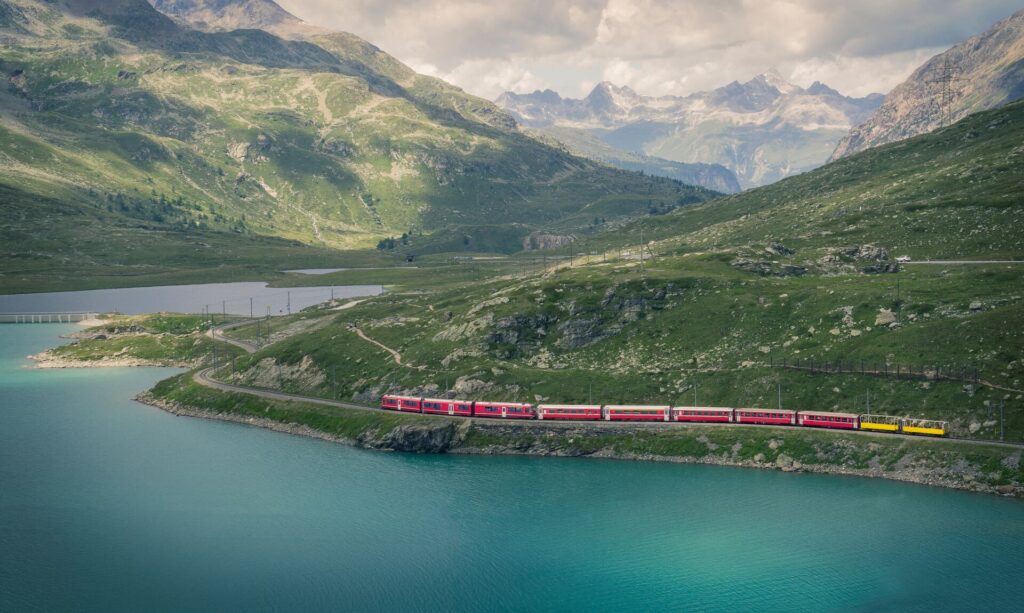 glacier express on the Bernina Pass, Switzerland