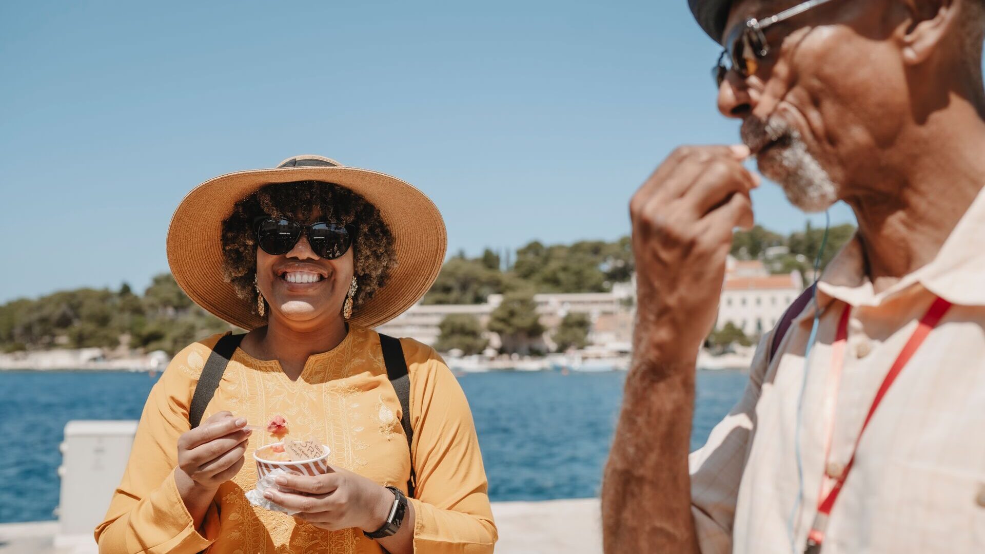 Couple enjoying an ice cream in the balkans