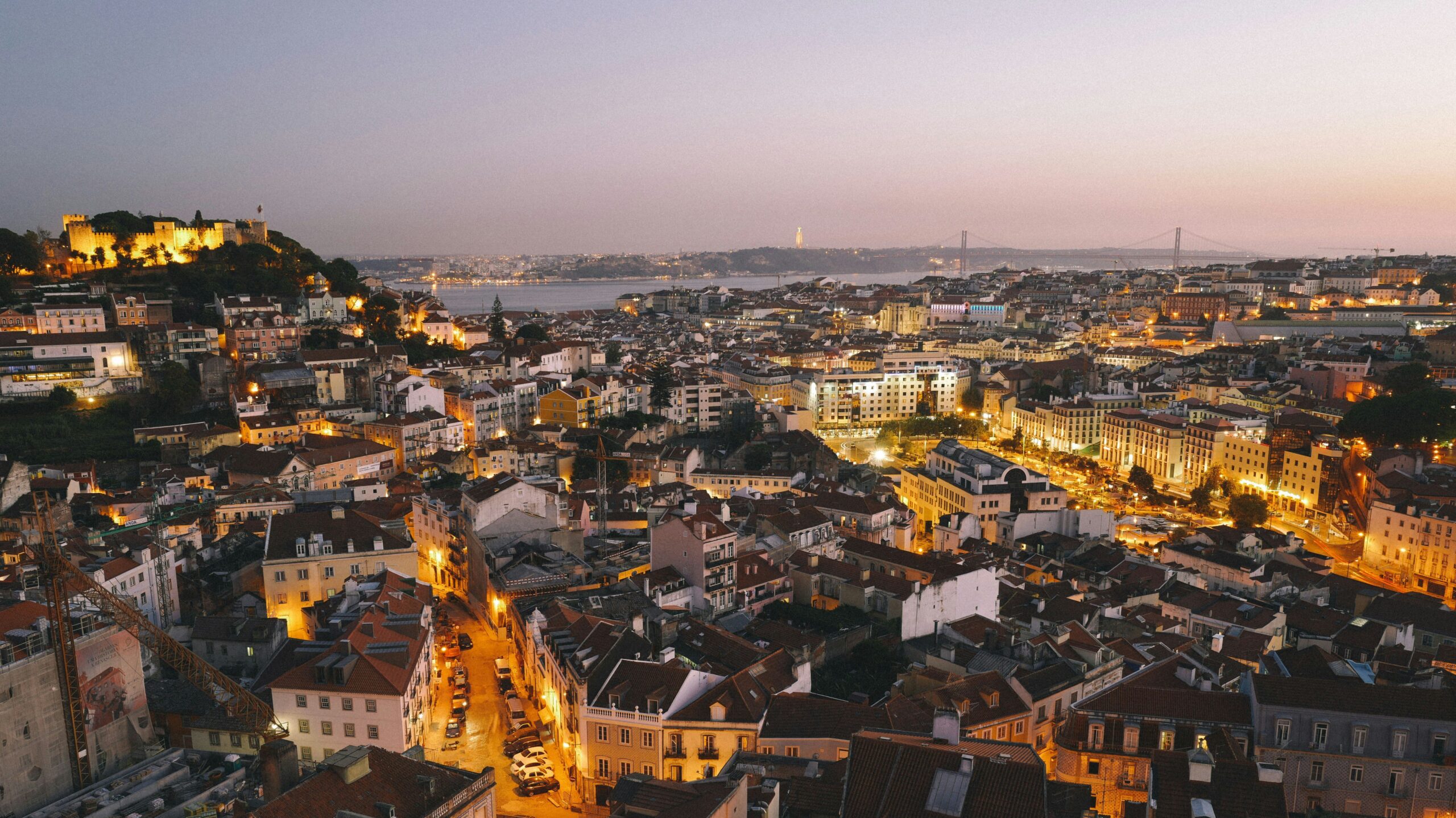 Lisbon skyline at dusk