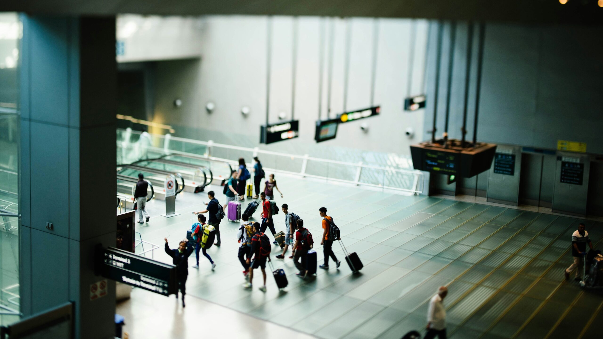 aerial view of airport room