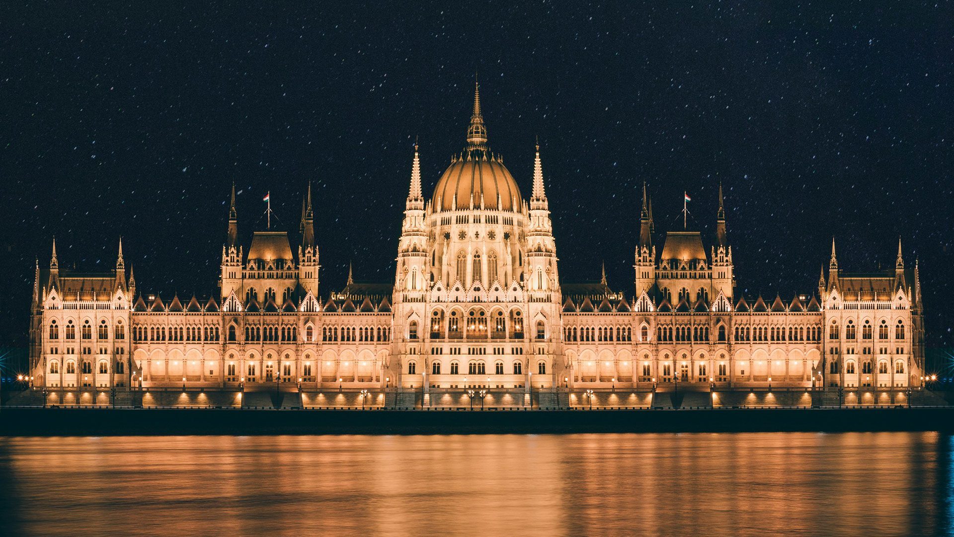 Budapest's houses of parliament illuminated at night