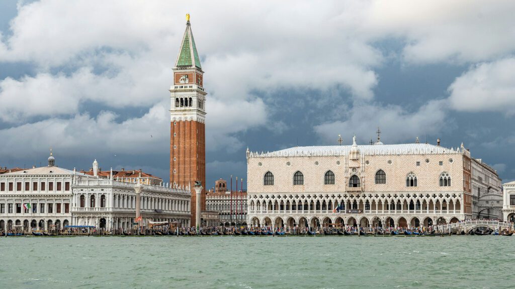 View looking across water towards Venice's Doge's Palace
