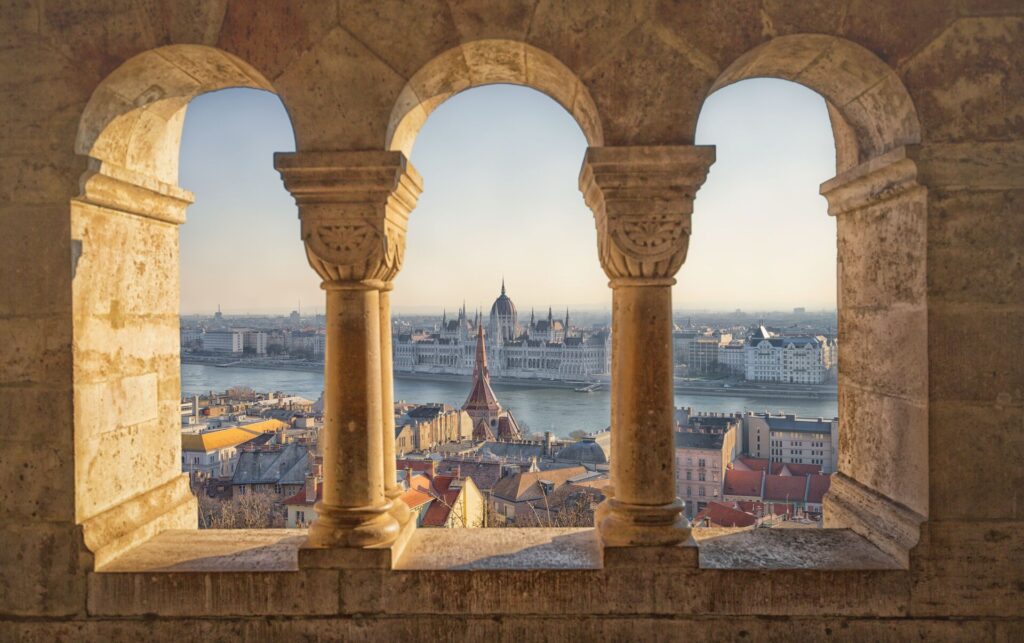View of Budapest and the River Danube from the Fisherman's Bastion