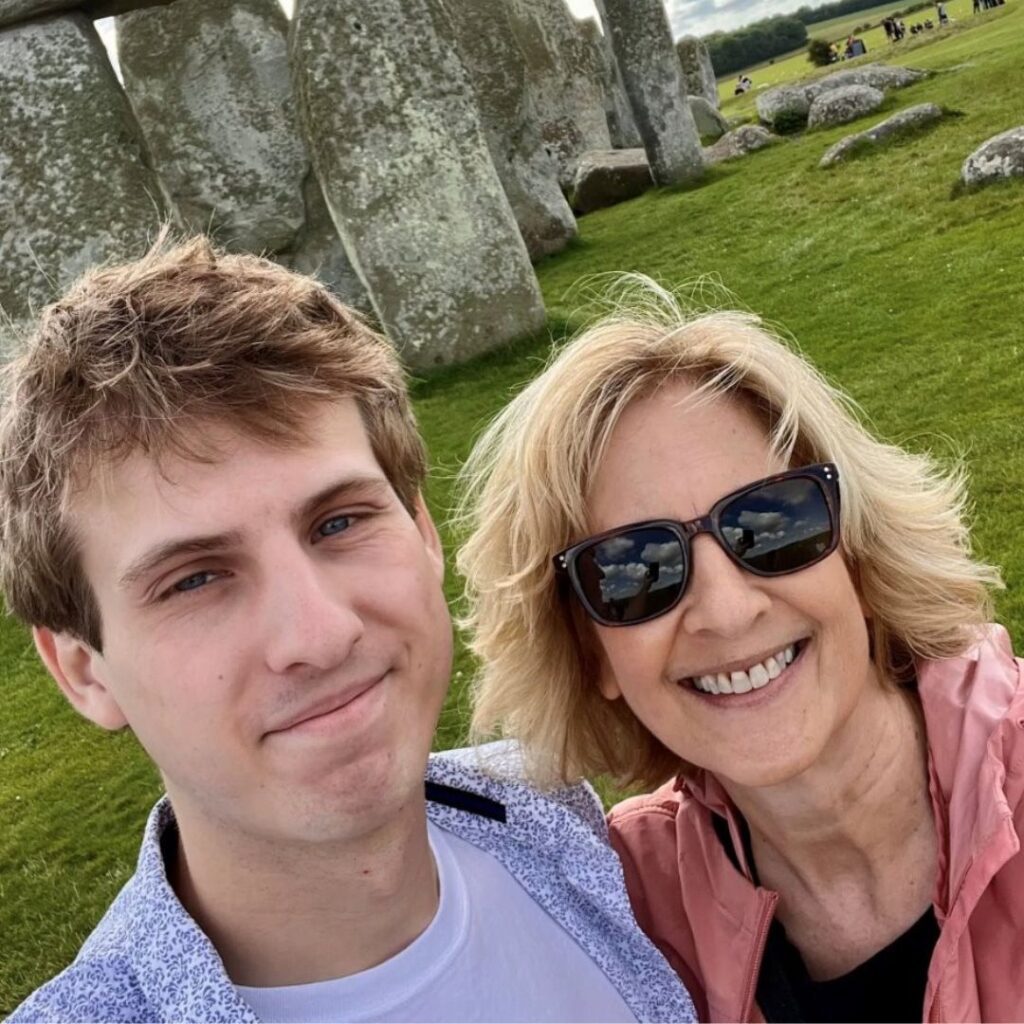 jill and her son, winners of a trafalgar tour to europe