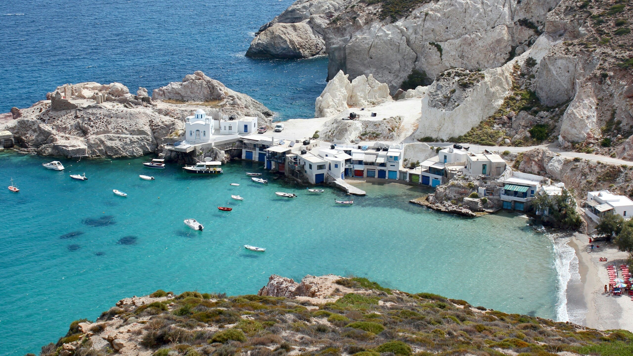 view of milos greek island