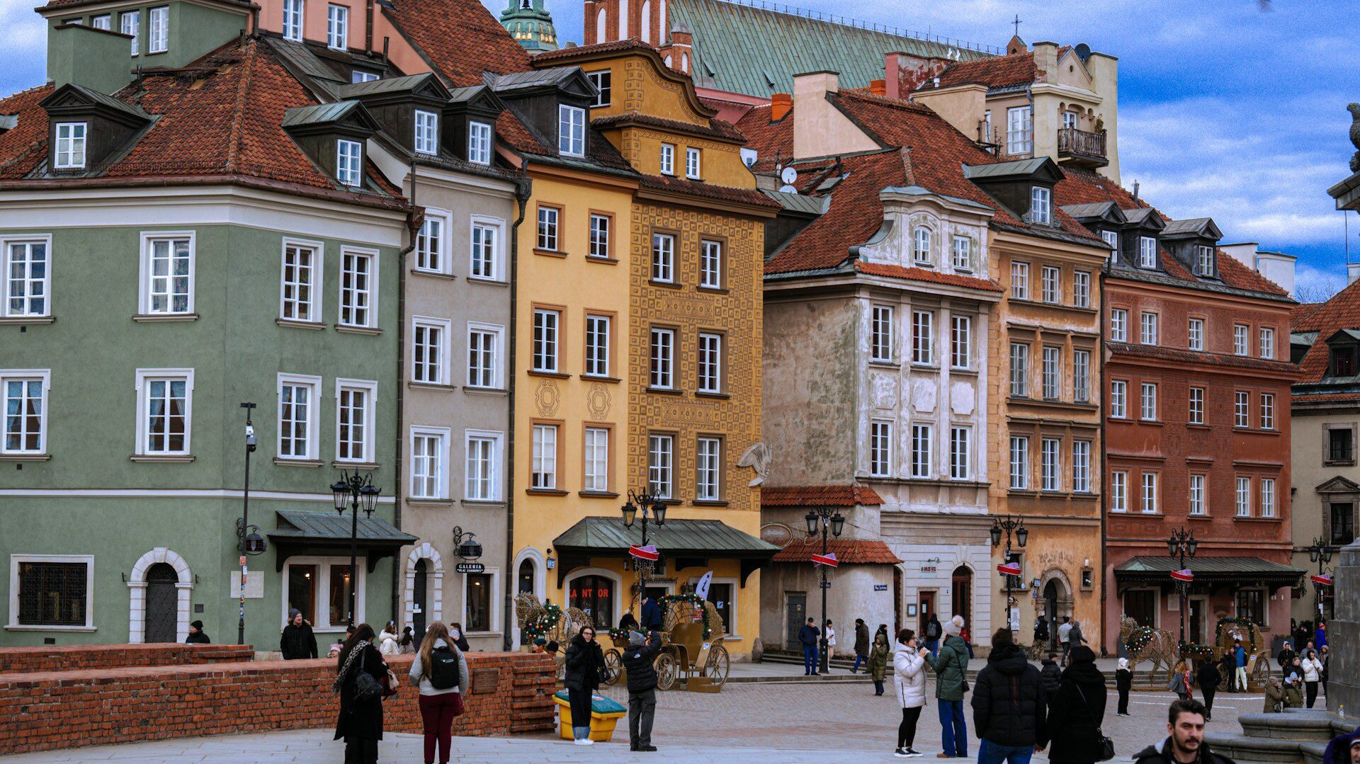 Colourful buildings in the Old Town centre of Warsaw
