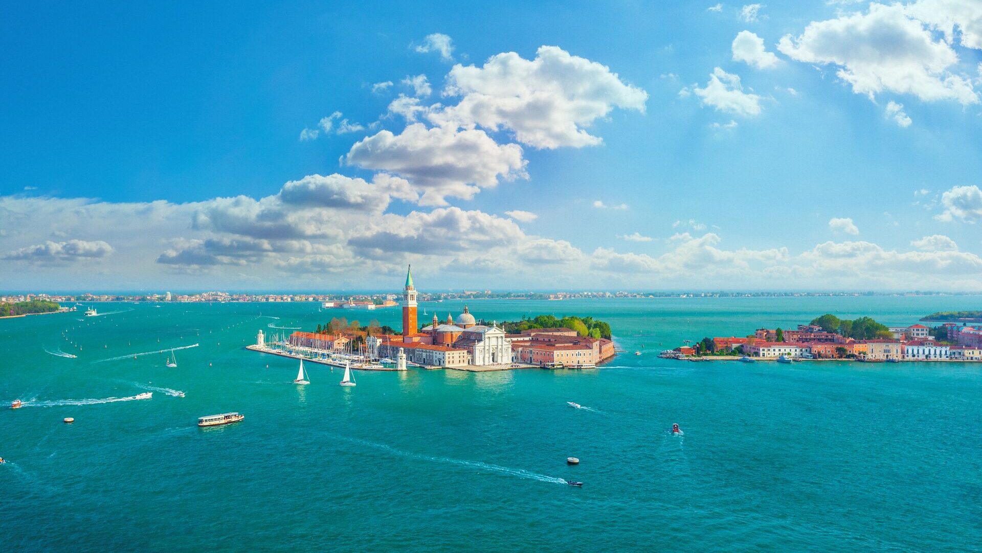 aerial view of venice lagoon