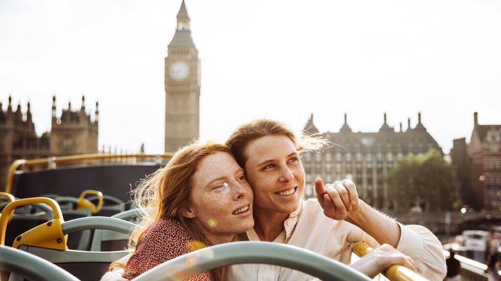female couples on a london bus