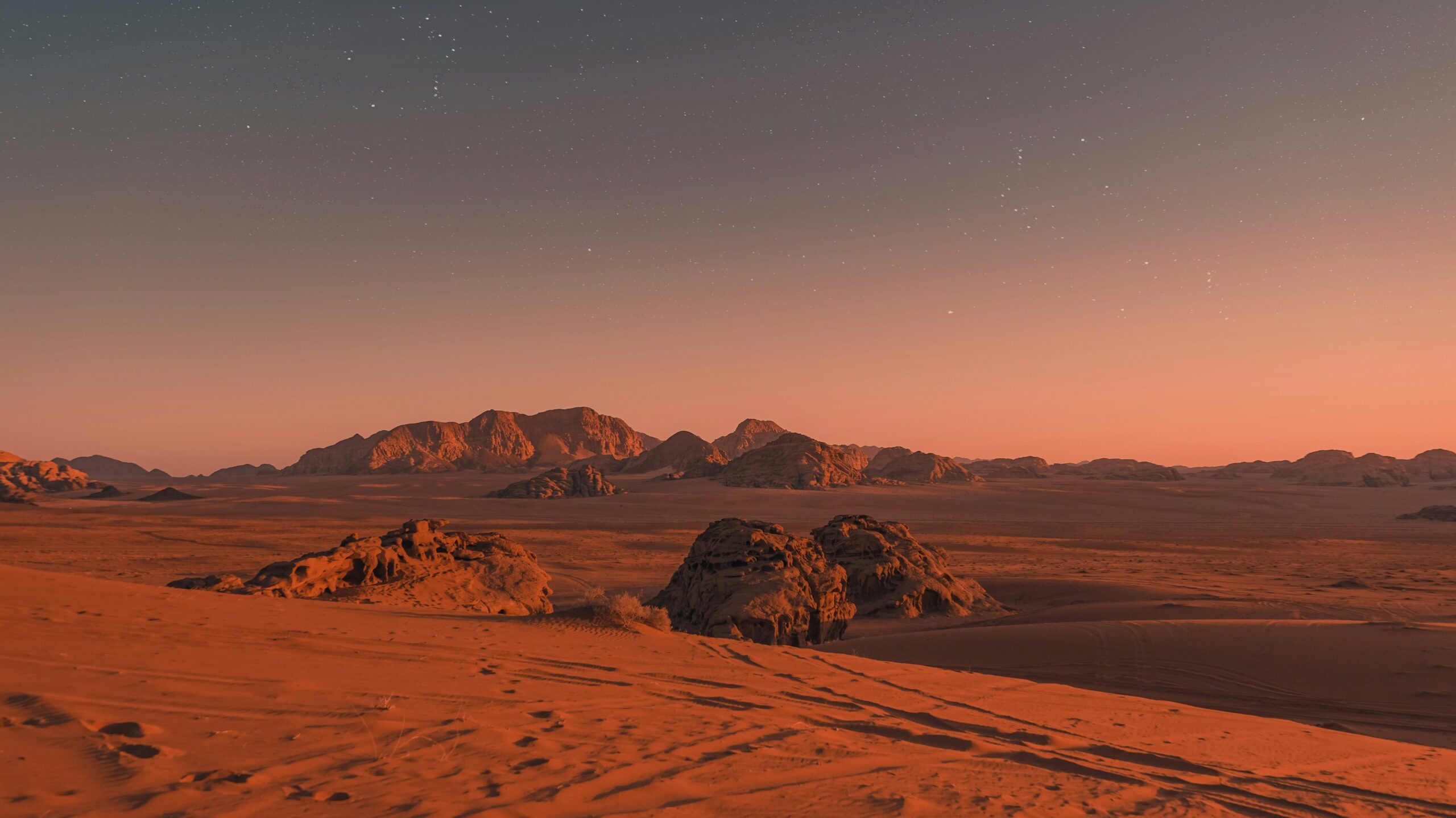 wadi rum desert at sunset