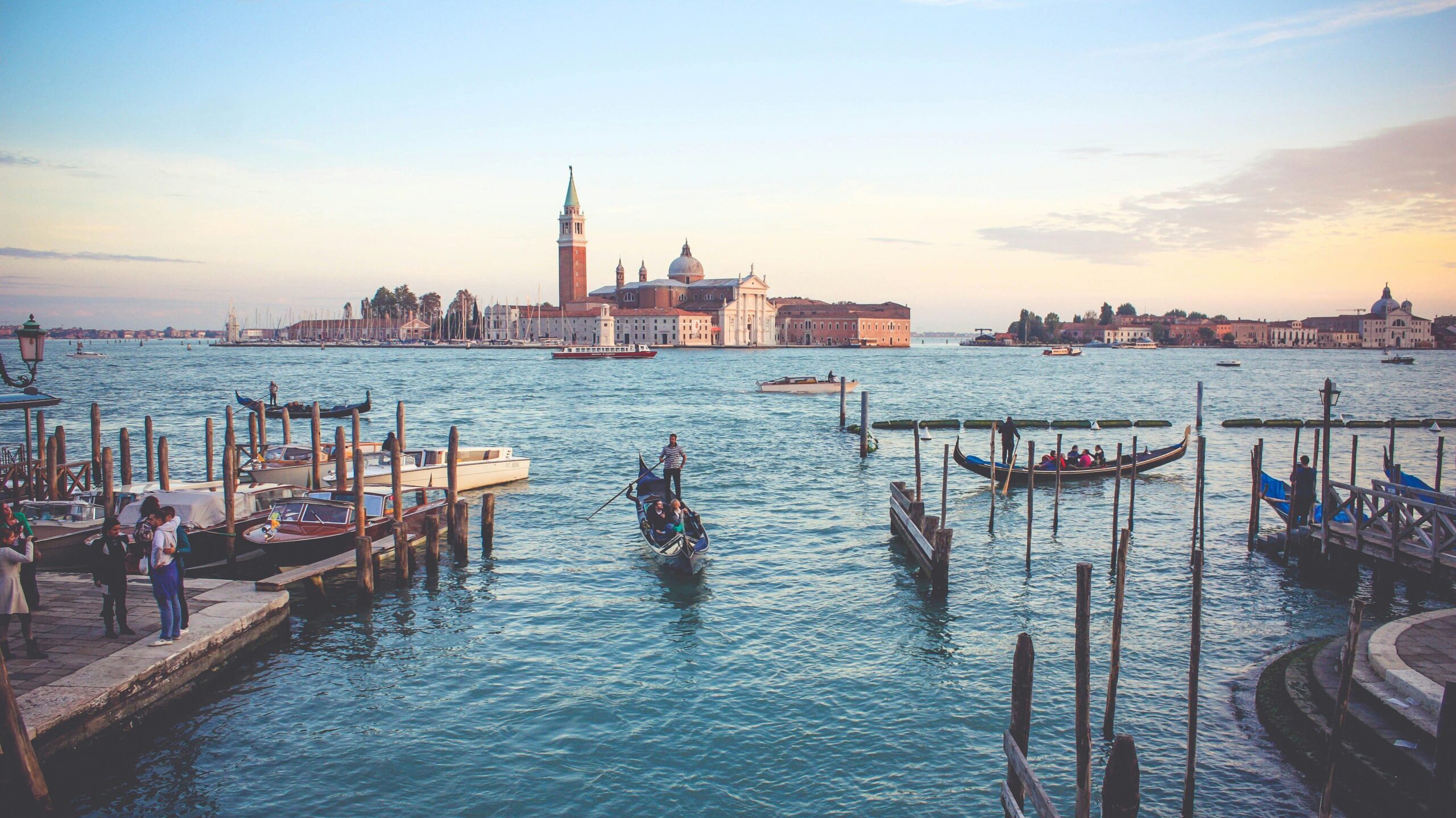 venice gondolas and view over the sea