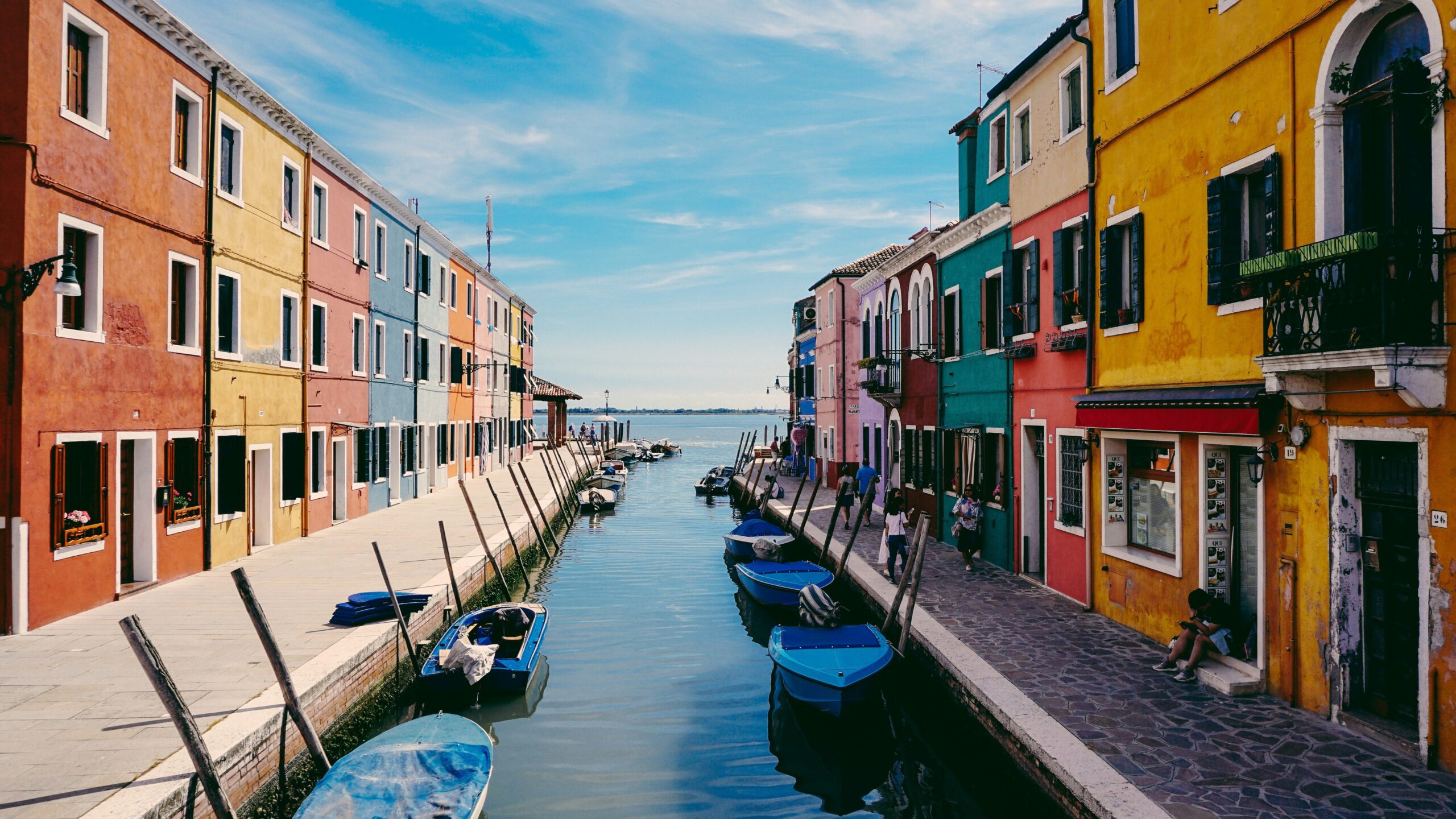 canal on burano island near venice