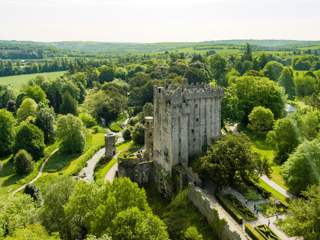 Blarney Castle in Ireland surrounded by trees
