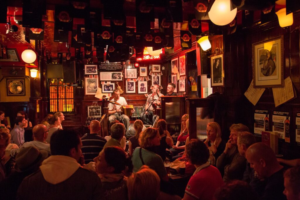Inside a pub during a trad music session in Ireland