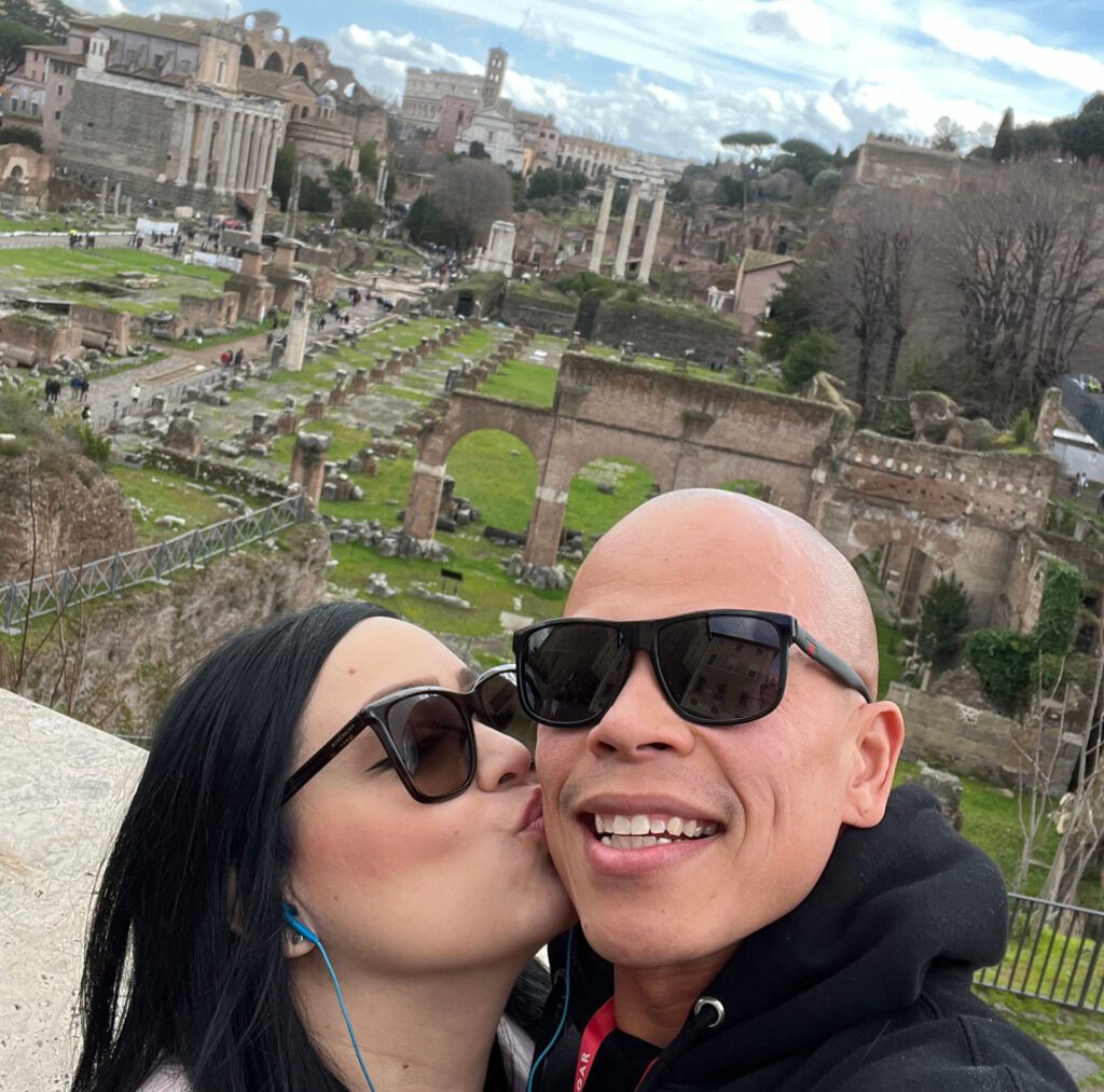 Selfie photo of Raymond and his girlfriend at Rome's Forum