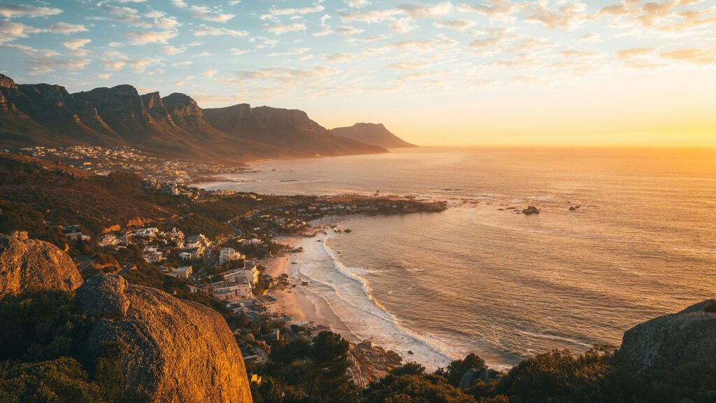 View of South Africa's Cape coastline at sunset