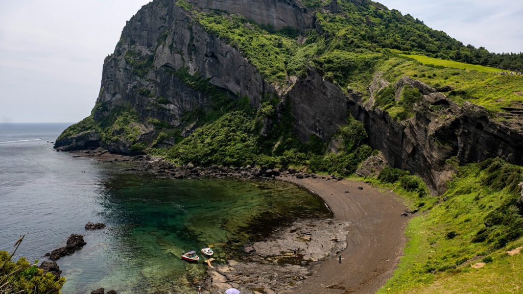 Isolated beach on a rocky headland 