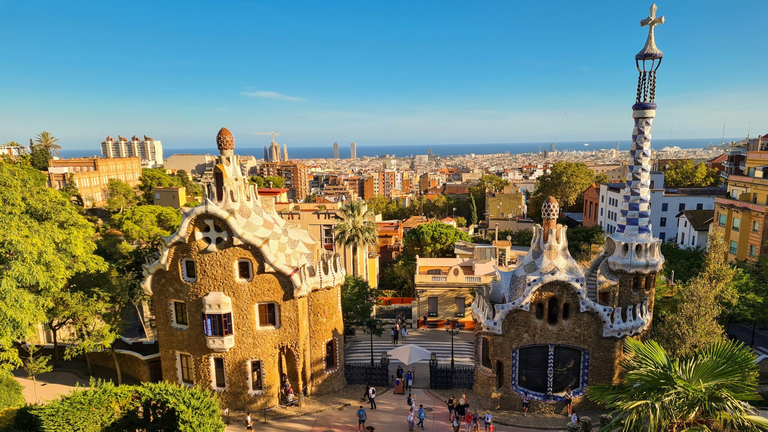 view of park guell over barcelona