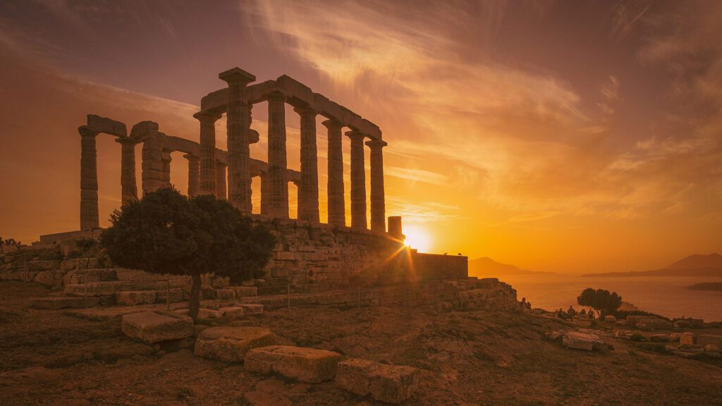 Temple of Poseidon at sunset