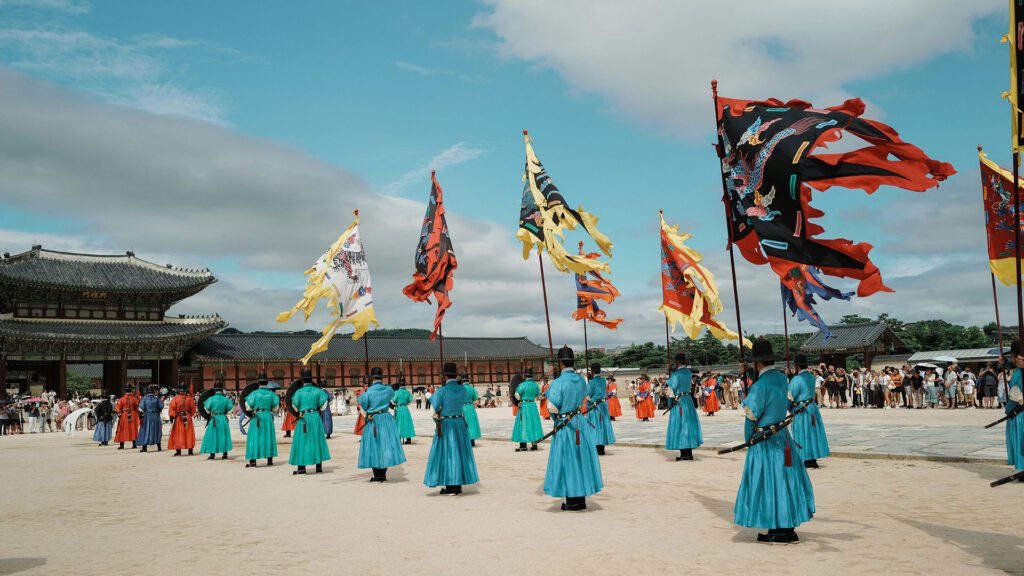 People in traditional Korean regalia
