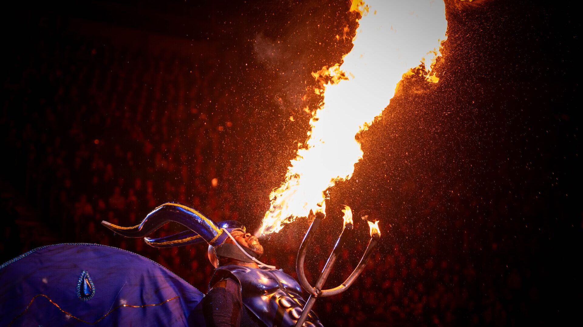 blowing fire at The Royal Edinburgh Military Tattoo