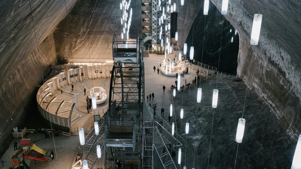 Turda salt mine seen from above