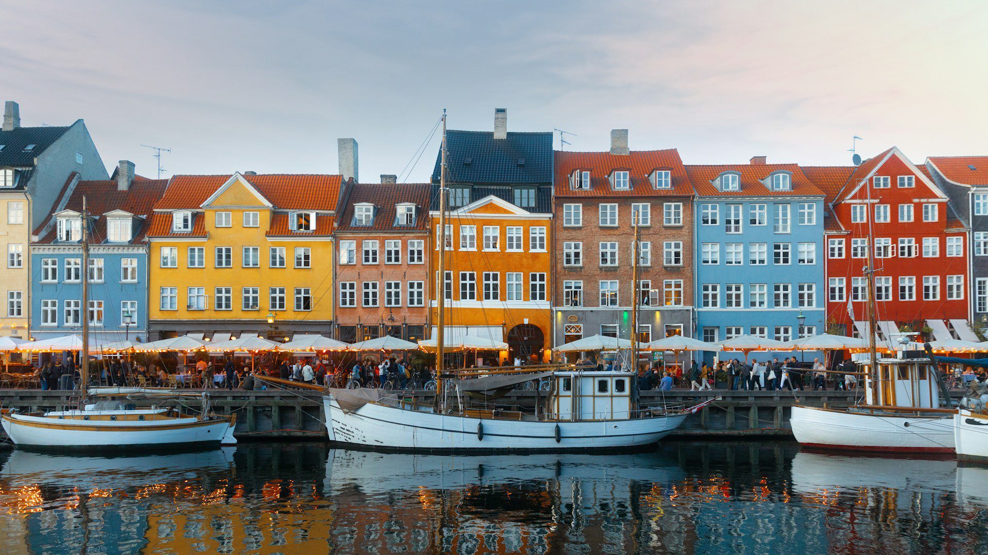 Colorful buildings and fish boats in Nyhavn 