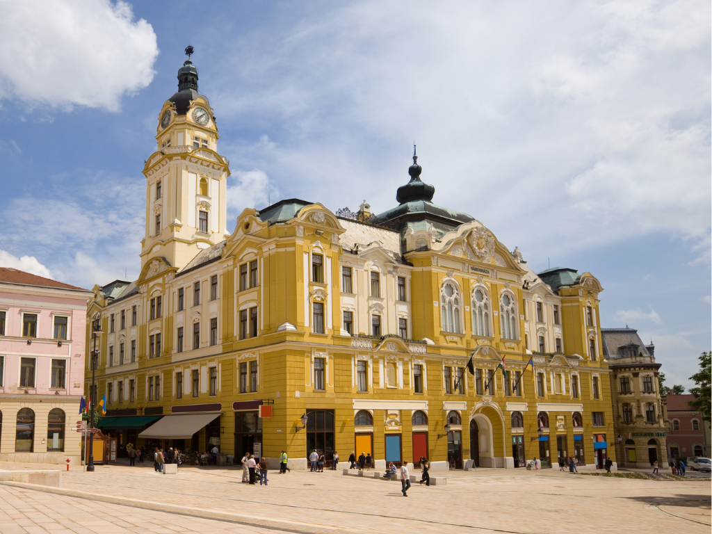 Pécs building and town square