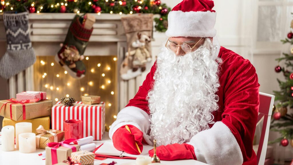 Santa Claus answering his fan mail.