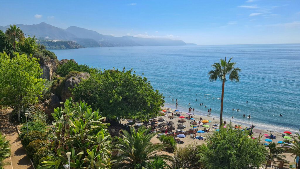 The blue water and golden sands of Spain's Costa del Sol.