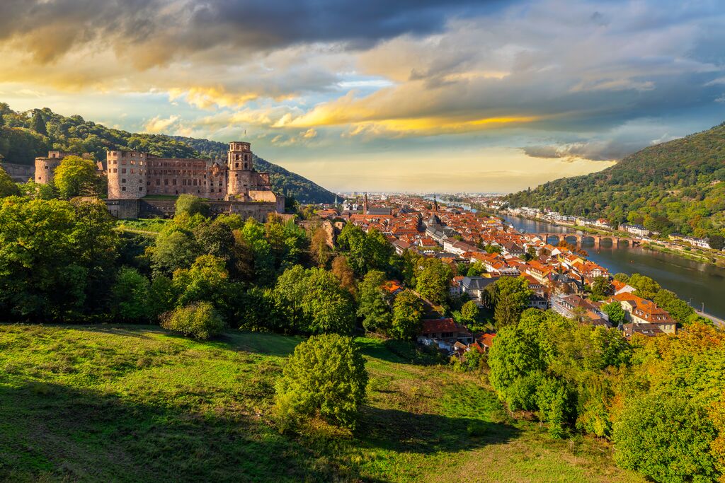Aerial view of Heidelberg on the Rhine