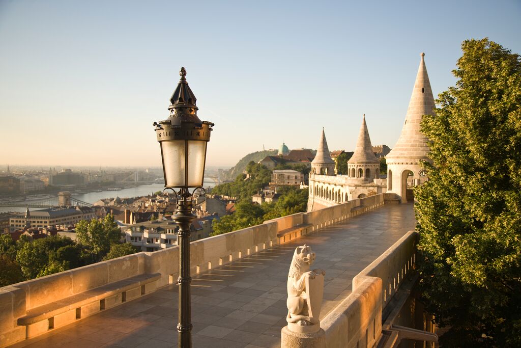 View of the Danube River from the battlements of Buda Castle