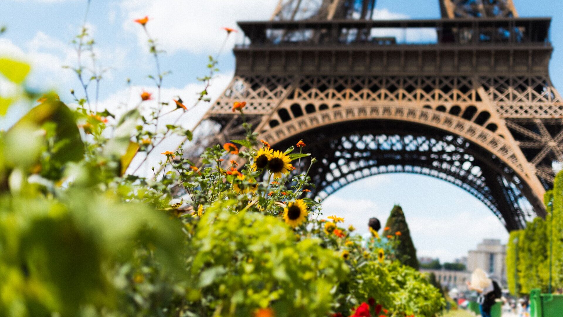 gardens in front of the eiffel tower