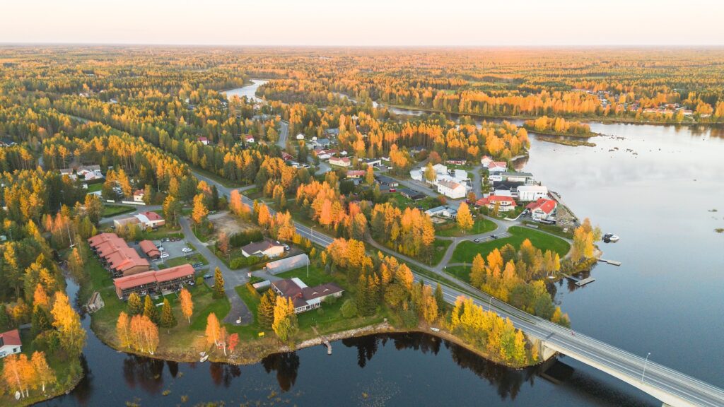 aerial view of oulu in autumn