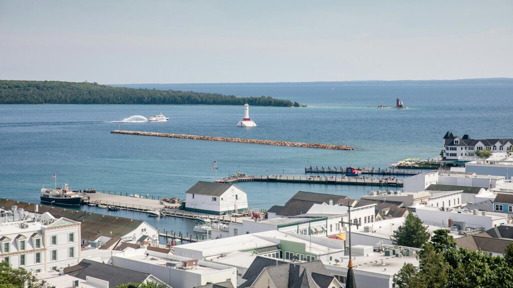 Looking out to the lake from Mackinac Island and it's whitewashed town