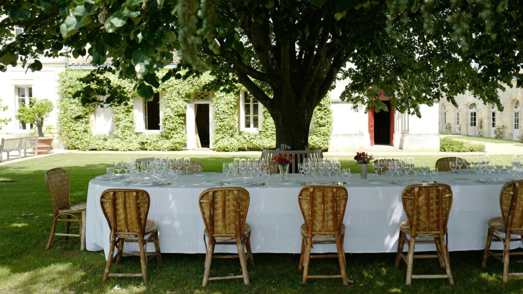 A table set for a wine tasting in Champagne region