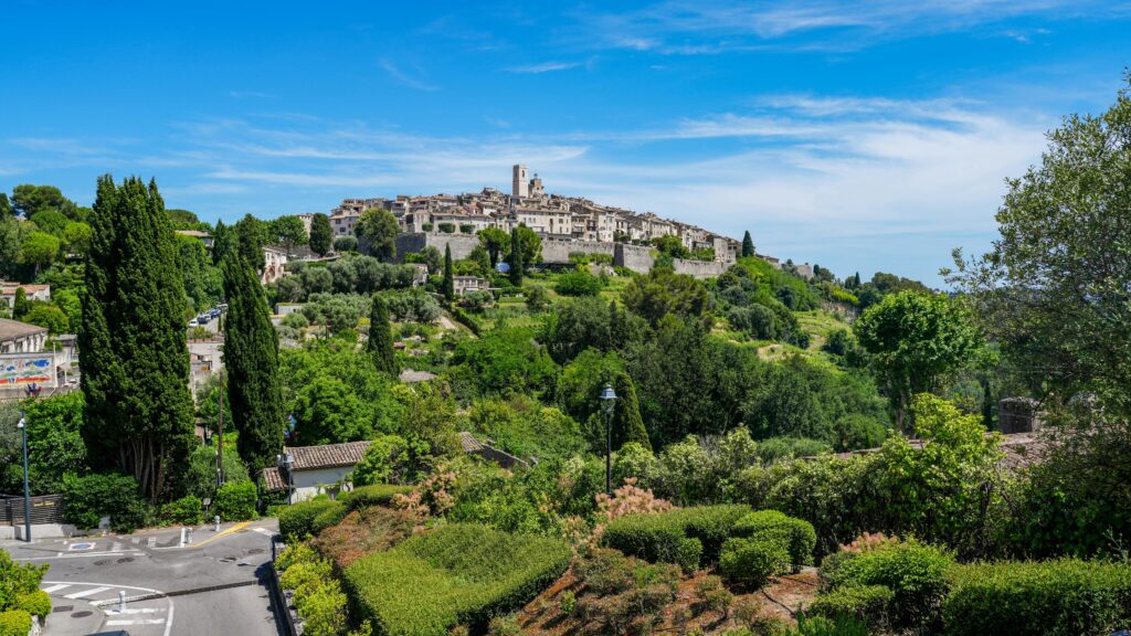 Hilltop town surrounded by greenery
