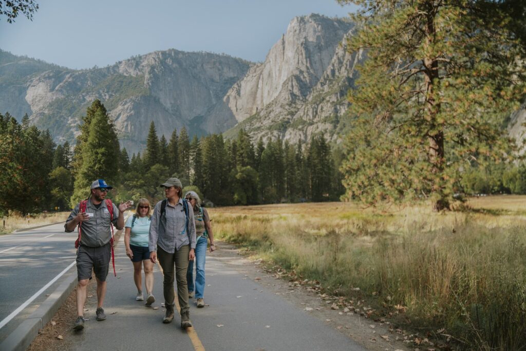 Cory leading a group of people through Yosemite National Park
