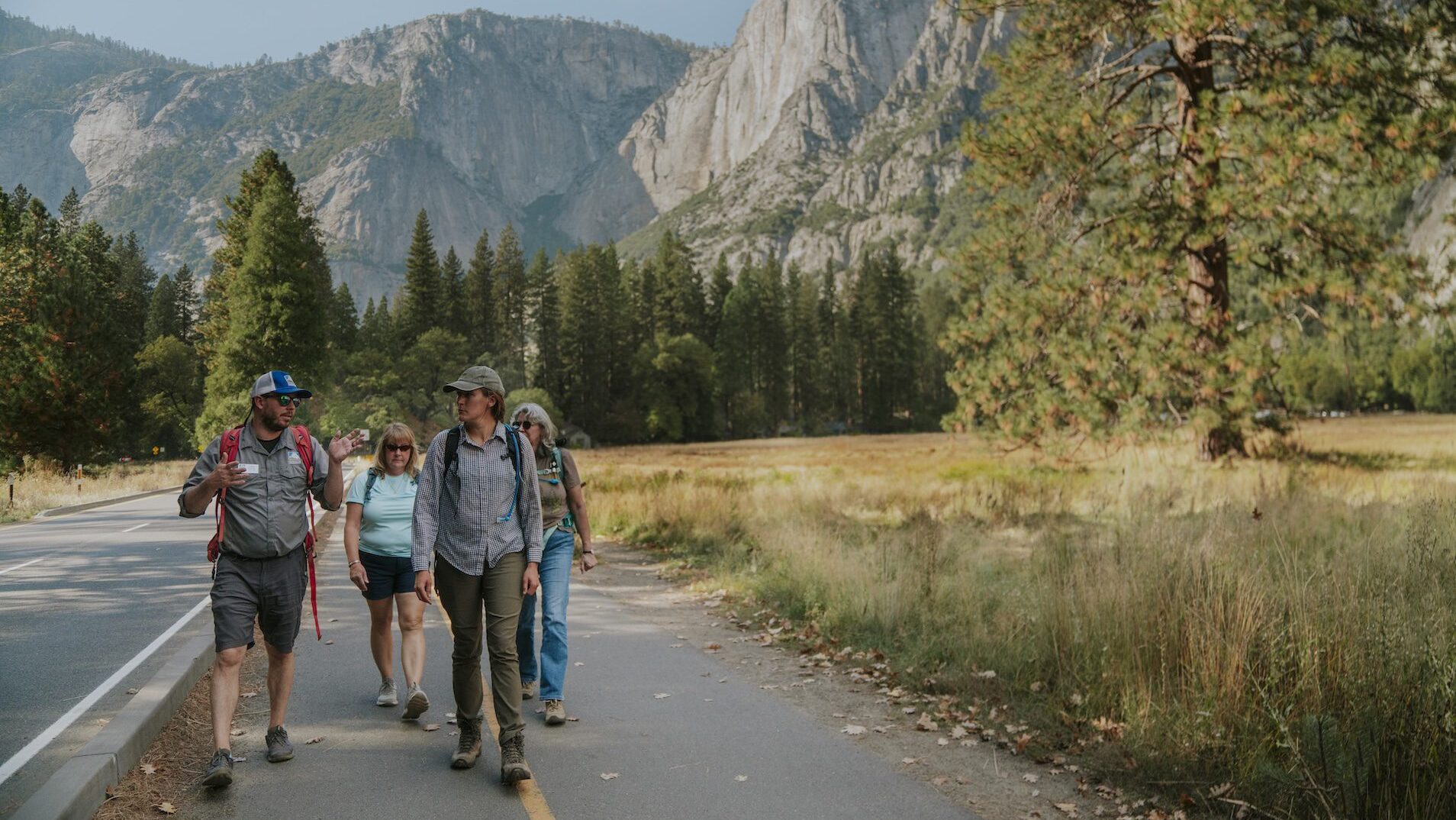 Cory leading a group of people through Yosemite National Park