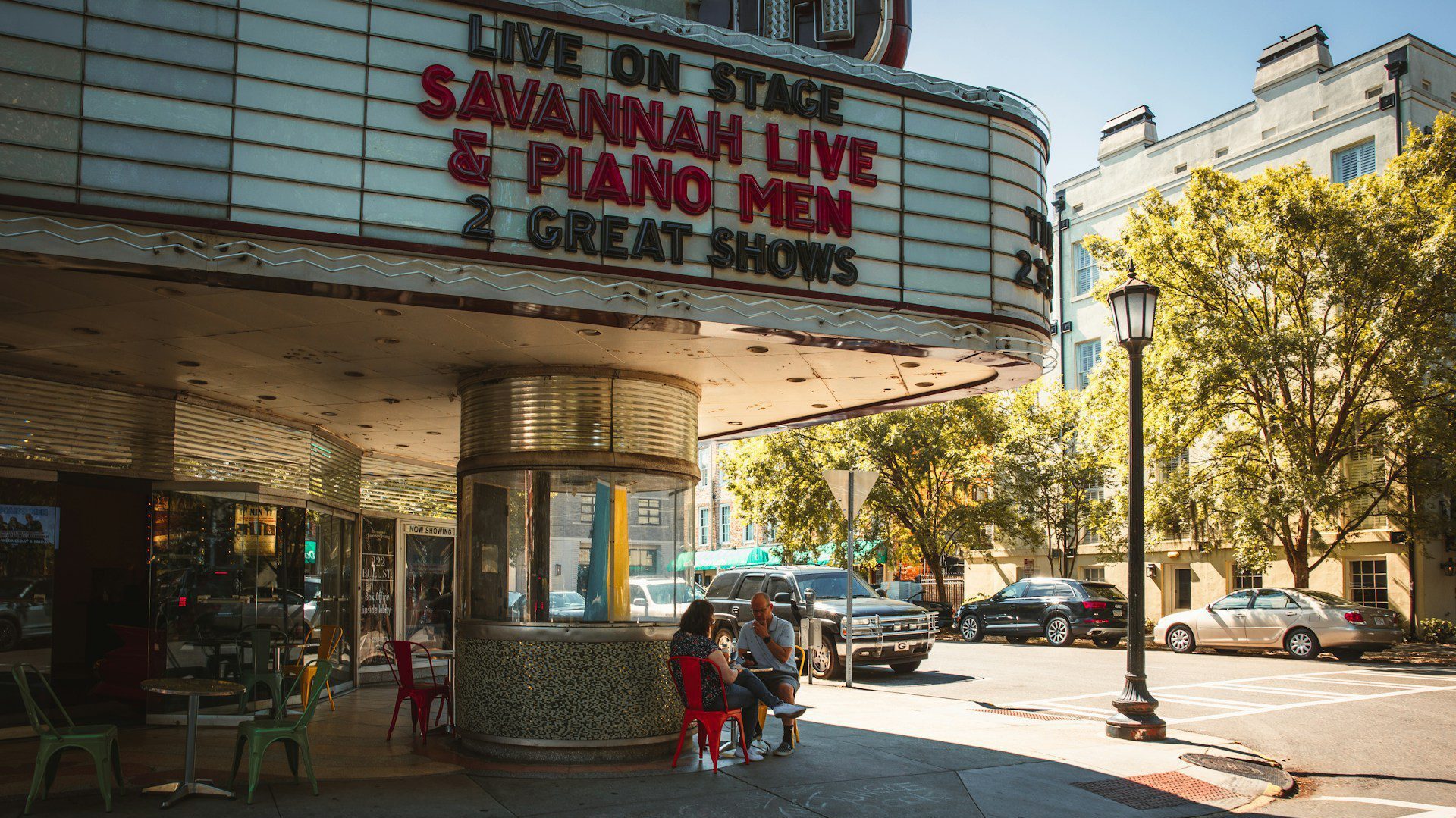 outside of a classic theater in savannah goergia