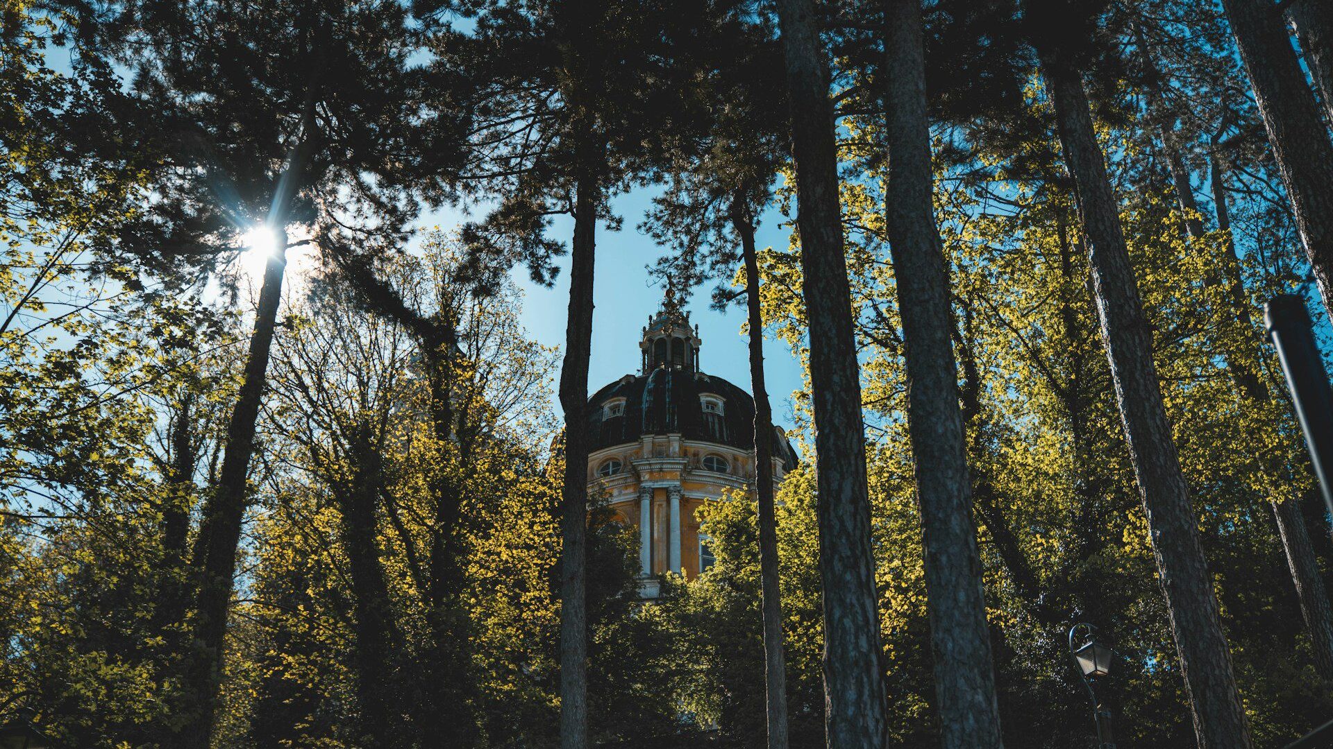 Superga Basilica through the trees