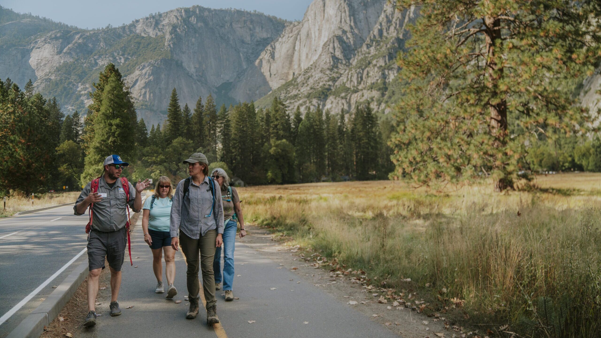 Cory leads a group of visitors through Yosemite National Park.