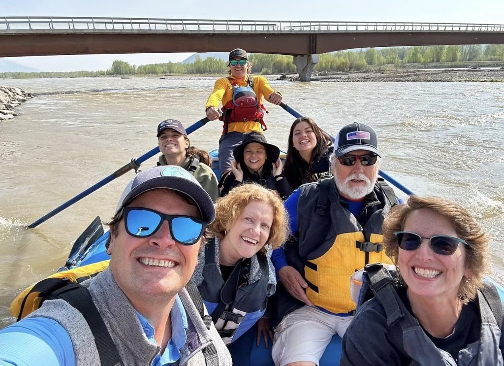 Drew Walker with a tour group