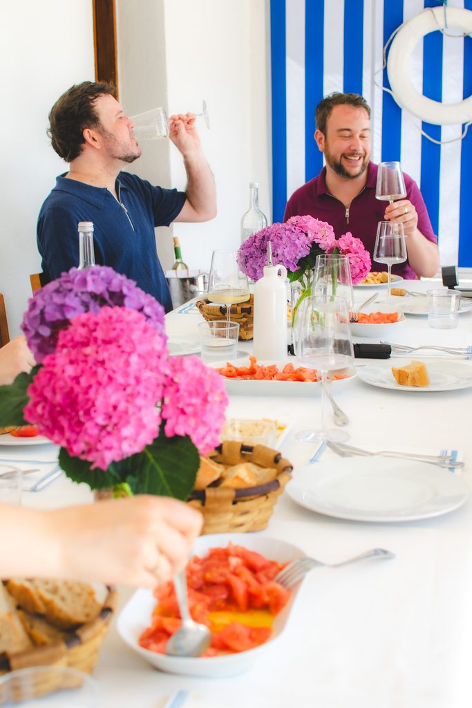 People eating at Getaria restaurant, closeup of table