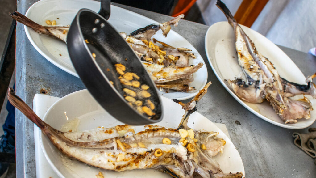 Closeup of cooked turbot