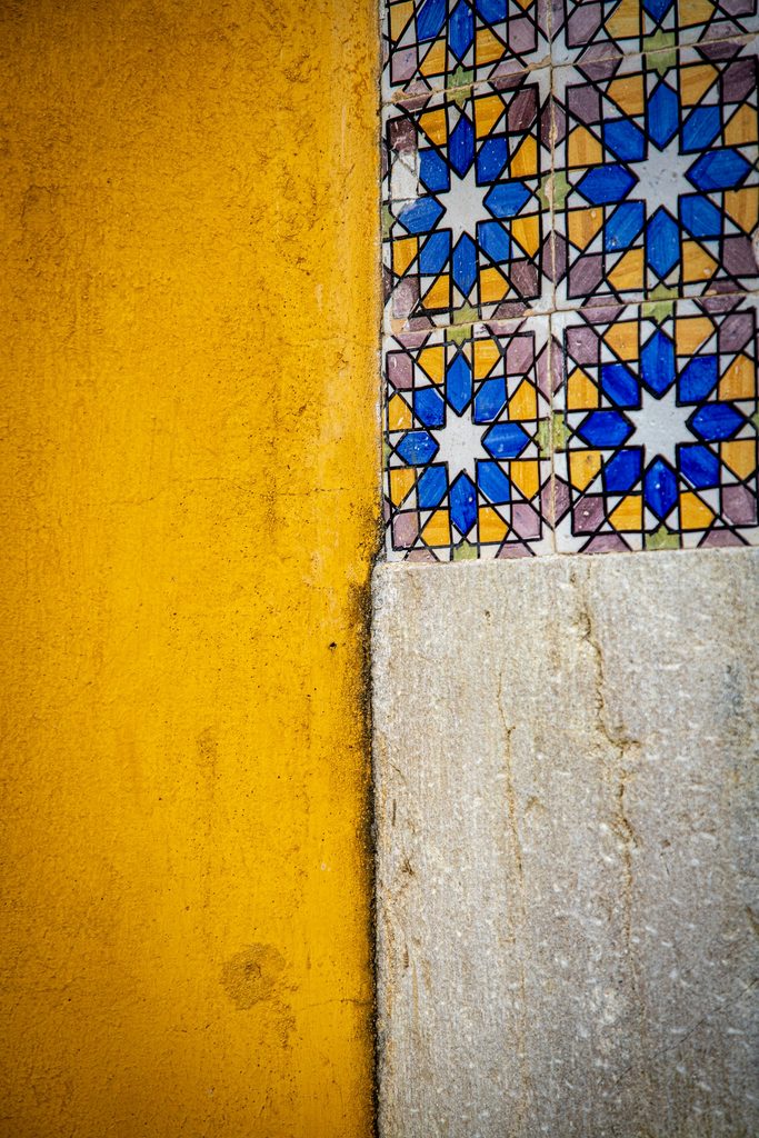 Close-up of tiles in Portugal.