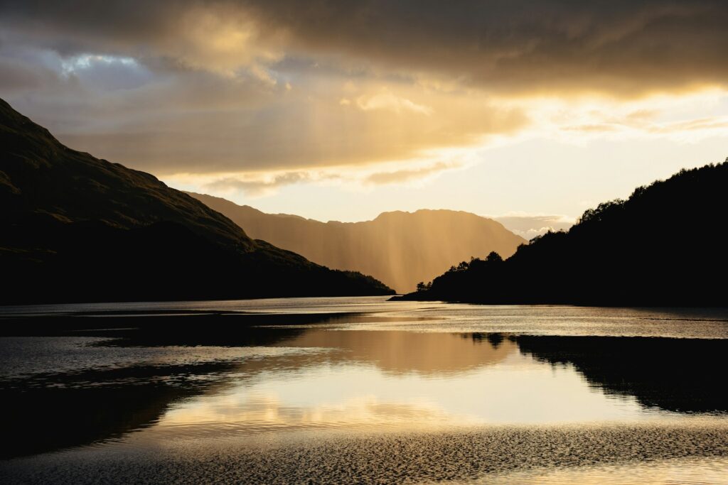 Sunset over a Scottish loch