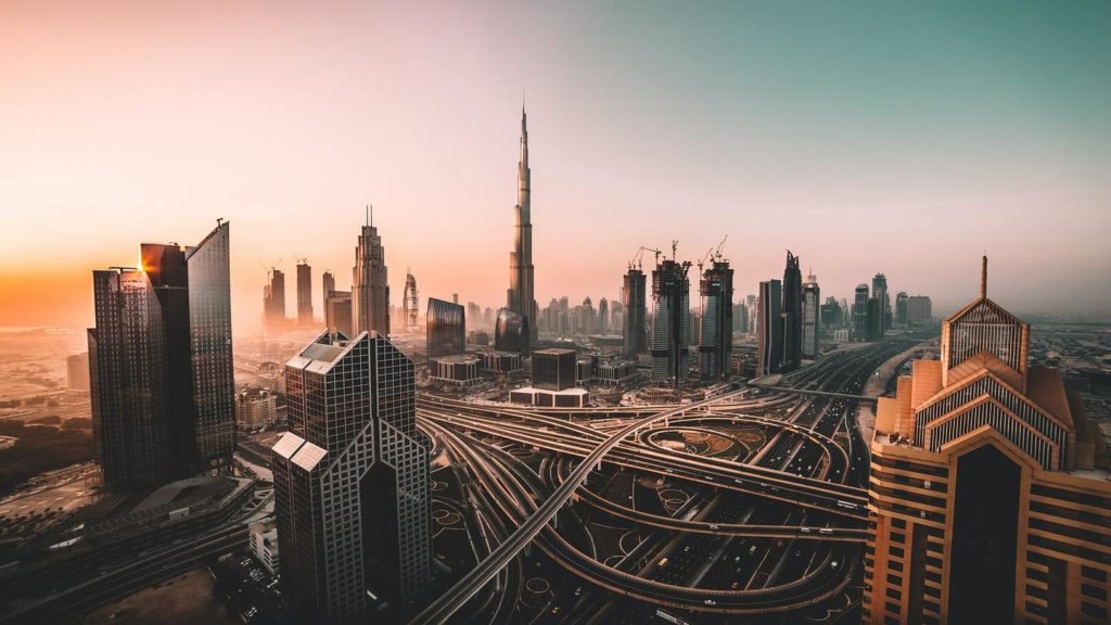aerial-view-world's-biggest-skyscraper-burj-khalifa-dubai