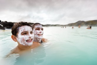 Mother and son at the Blue Lagoon